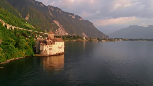 Kastil Chillon di Montreux Swiss — Stok Video