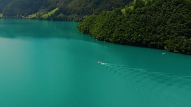 Colorful green lake at Alps Switzerland Europe — Stock Video