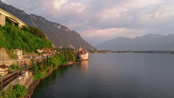 Chillon slottet i Montreux Schweiz — Stockvideo