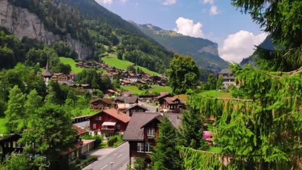 Piękny wodospad Staubbachfall Szwajcaria Europa — Wideo stockowe