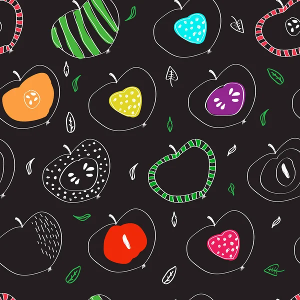 Le motif de pommes colorées dans le style scandinave — Image vectorielle