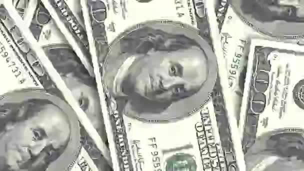 Antecedentes com dinheiro contas americanas. Dinheiro em dinheiro. rápida rotação de dólares em papel — Vídeo de Stock