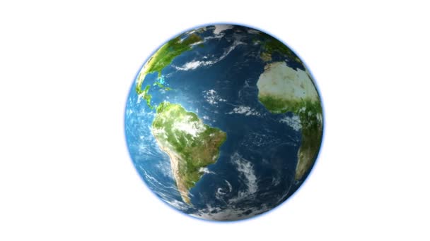 Planeta Ziemia w bogatej kolorystyce, izolowana na białym tle — Wideo stockowe