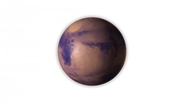 gezegen Mars döner, beyaz arka plan üzerinde izole