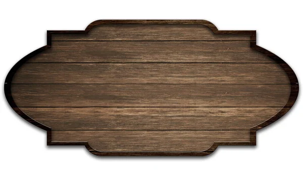 Placa escura de madeira, isolada no fundo branco — Fotografia de Stock