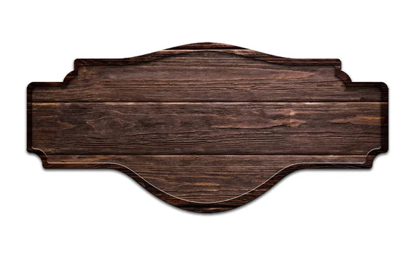 Placa escura de madeira, isolada no fundo branco — Fotografia de Stock