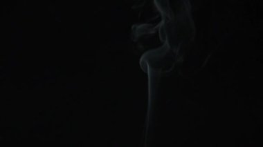 siyah arka planda güzel kıvranan duman ince çizgiler, yavaş hareket, yakın