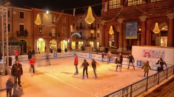 Rimini Italy December 2017 Timelapse Childrens Skating Ice Rink — Stock Video