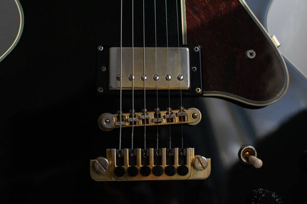 Black blues rock semi hollow body electric guitar