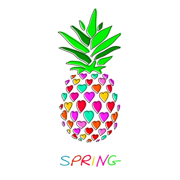 Ananas meyve beyaz arka plan üzerinde izole. Vektör görüntü.