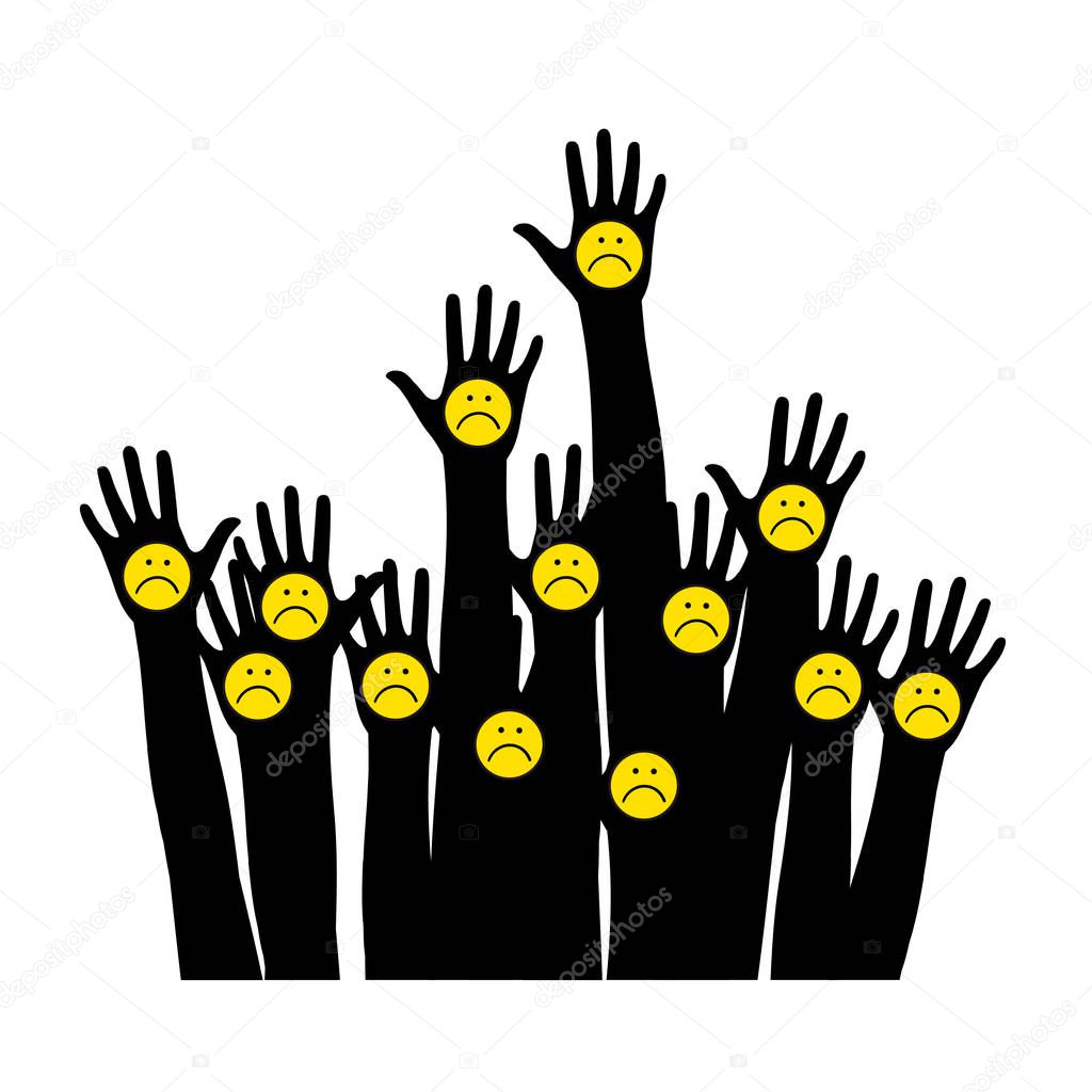 Black hand silhouette isolated on white background.