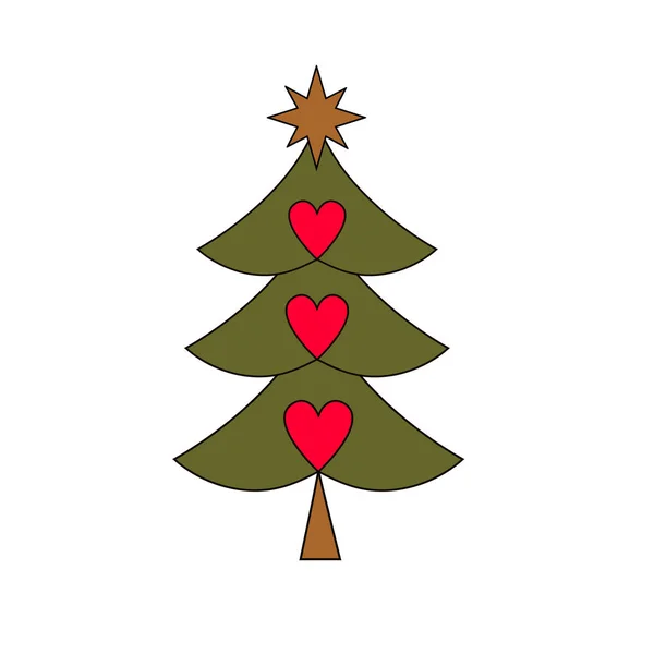 Silhouette d'arbre de Noël avec décorations . — Image vectorielle
