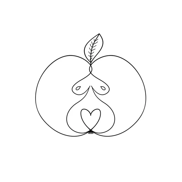 Vrouw in een appel. Eve. Erotica. — Stockvector
