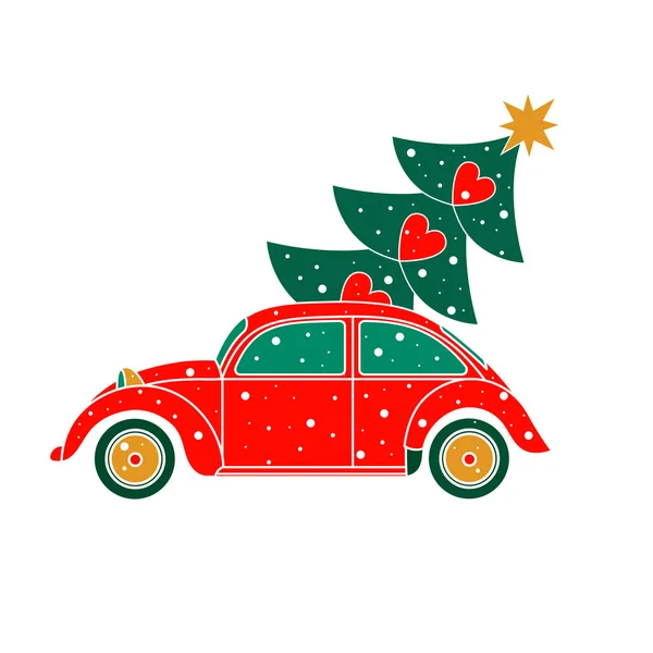 Vektör çizim Noel araba.