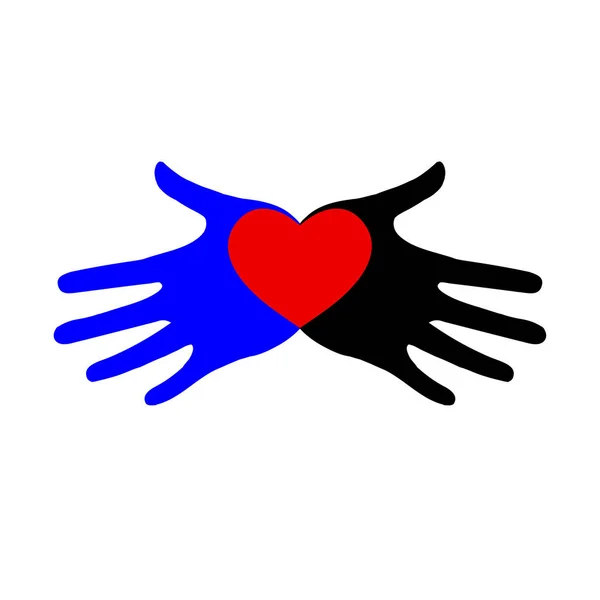 Icono del corazón en las manos. Vector icono del corazón en las palmas . — Archivo Imágenes Vectoriales