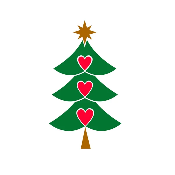 Χριστουγεννιάτικο δέντρο σιλουέτα με διακοσμήσεις. — Διανυσματικό Αρχείο