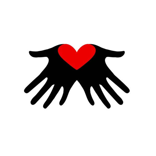 Corazón en las palmas. Las manos aman el pictograma concepto romántico del corazón. Icono del corazón en las manos. Silueta . — Archivo Imágenes Vectoriales