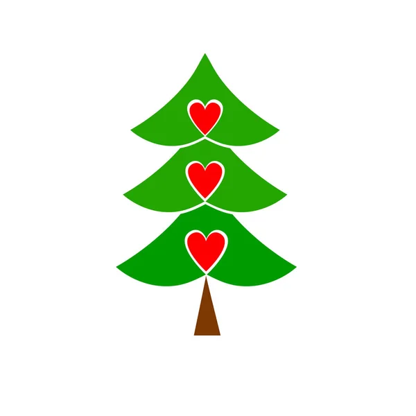 Icône sapin de Noël. Silhouette d'arbre de Noël avec décorations . — Image vectorielle