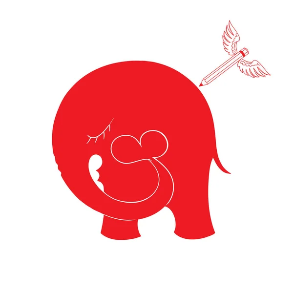 Ilustración abstracta con elefante y corazones. illust para el diseño de la camiseta, tarjeta de felicitación, invitación — Foto de Stock