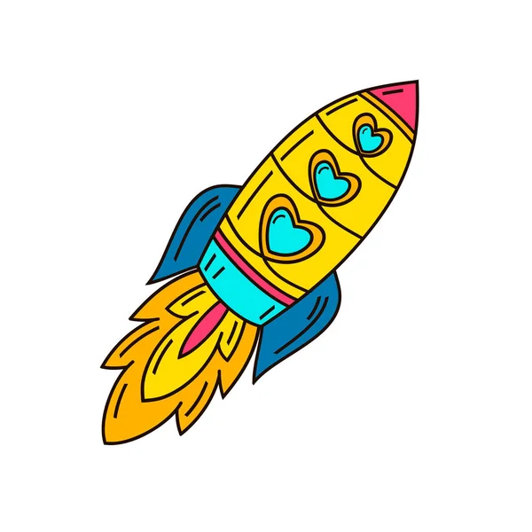 Missile. Illustrazione vettoriale isolata in stile patch . — Vettoriale Stock