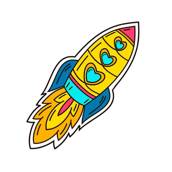 Nave espacial. Ilustração vetorial isolada em estilo patch . —  Vetores de Stock