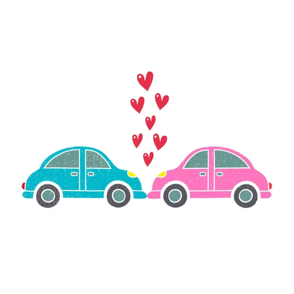 Cars in the kiss. Accidents and couples. — Stock Vector