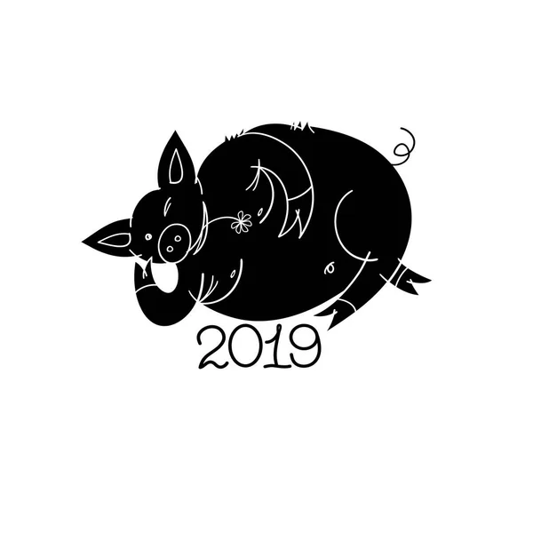 2019 happy Chinese Nieuwjaar van het varken. — Stockvector