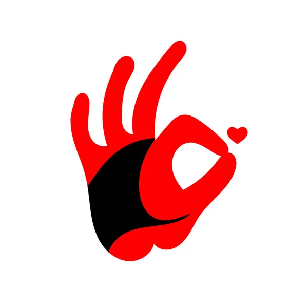 OK hand sign. Is All right. Happy in love. Happy in love. Cockerel. Logo OK. — Stock Vector