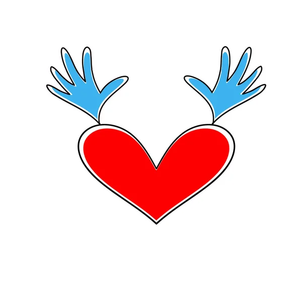 Corazón con las manos arriba. Icono del corazón del vector. Símbolo del corazón de San Valentín . — Vector de stock