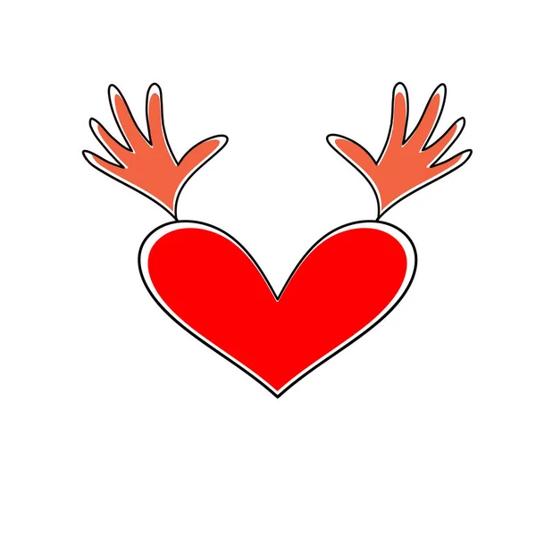 Vecteur d'icônes. Coeur avec bois de cerf. Symbole coeur de la Saint Valentin . — Image vectorielle