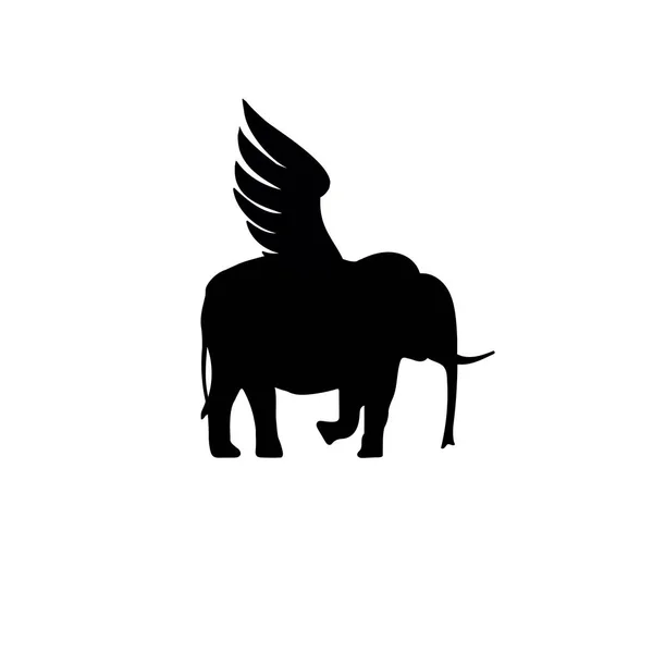 Icon illustration suitable for a logo. Silhouette Wings Elephant. — Stock Photo, Image