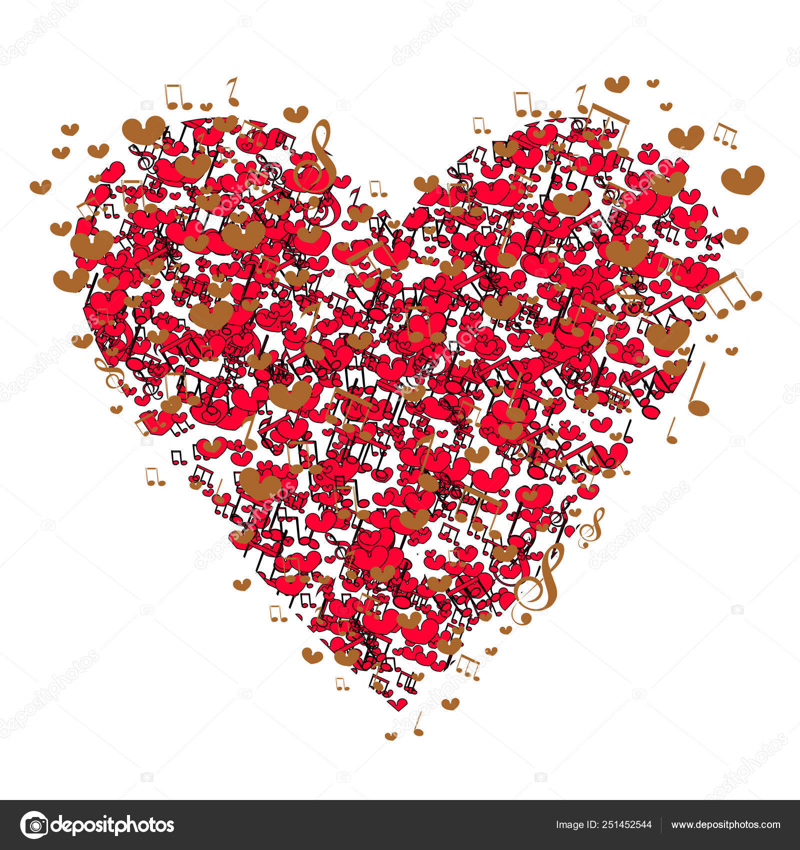 Valentines Heart Made From Music Notes Abstract Design Valentine Card Red Heart On White Background Stock Vector C Dalinas