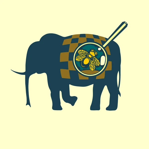 Vola sull'elefante. Carino illustrazione a colori in stile piatto — Foto Stock