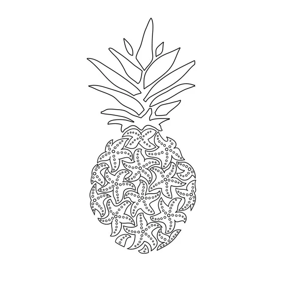 Ananas dragen linje. Ananas av havs stjärnor. Sea Food. — Stock vektor