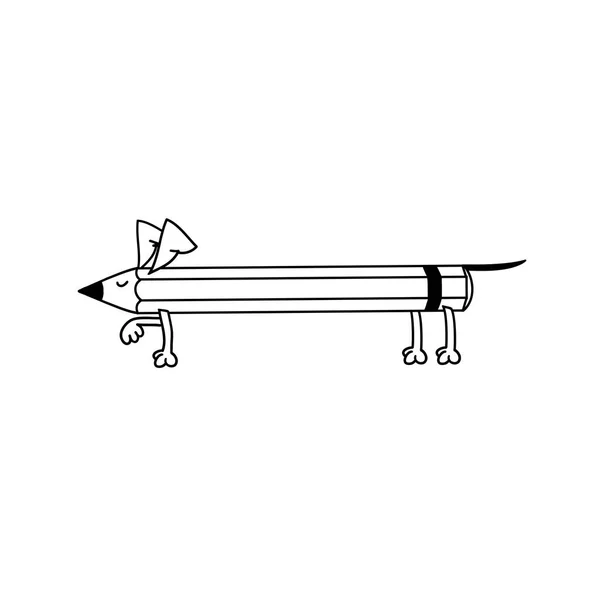 Lápiz Dachshund. El lápiz de perro hace una parada. Ilustración para diseño y postales . — Archivo Imágenes Vectoriales