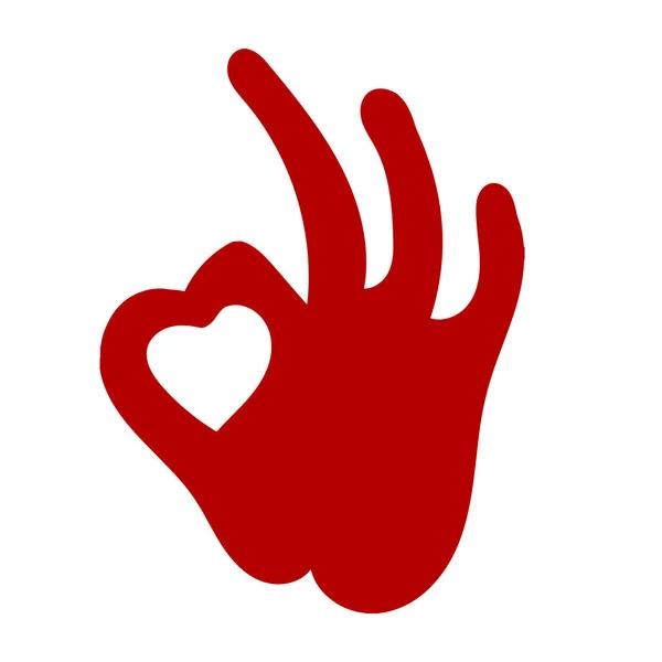 OK signe. Symbole abstrait avec forme de coeur et signe OK main. Centre médical de cardiologie, logo d'une clinique médicale . — Image vectorielle