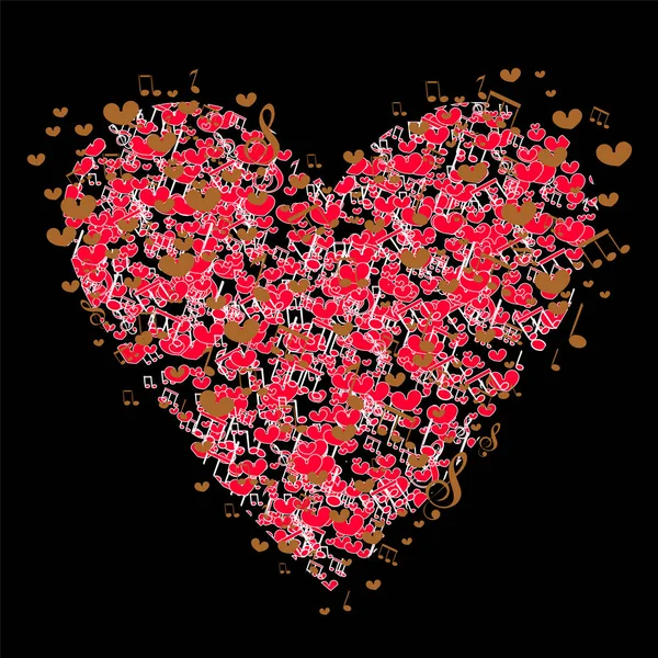 Música de dibujo del corazón ilustración vectorial de dibujos animados. Ilustración del corazón para el diseño de la camiseta, tarjeta de felicitación, invitación . — Archivo Imágenes Vectoriales