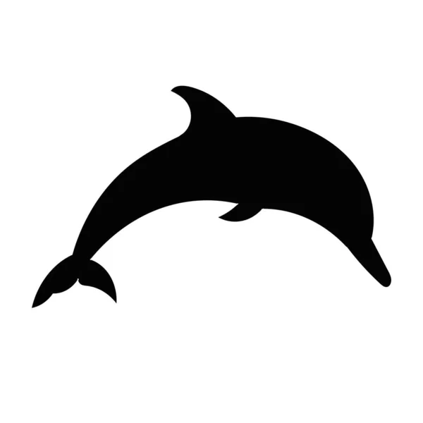 Dolphin black symbol isolated on white background. — Stock Vector