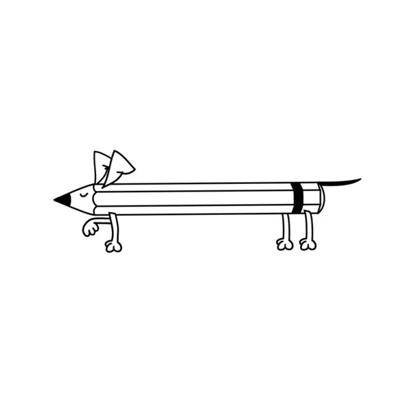 Tacskó-ceruza. A kutya ceruza kiáll. Illusztráció a tervezéshez és képeslapokhoz. — Stock Fotó