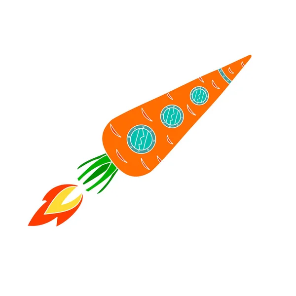 Εικονίδιο καρότου. Καρότα υπό μορφή διαστημικού πυραύλου. — Φωτογραφία Αρχείου