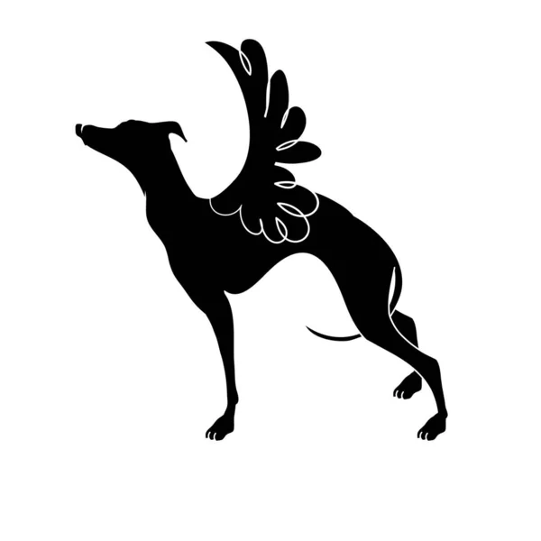 Icona, levriero. Cane razza levriero con le ali. Elegante silhouette di levriero . — Foto Stock