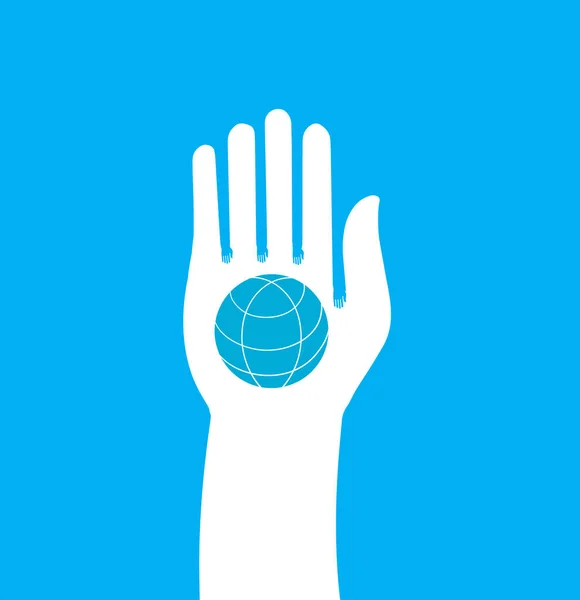 手を握る地球-ベクトルアイコン — ストックベクタ