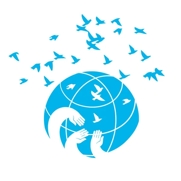 Icono un símbolo de paz planeta azul . — Vector de stock
