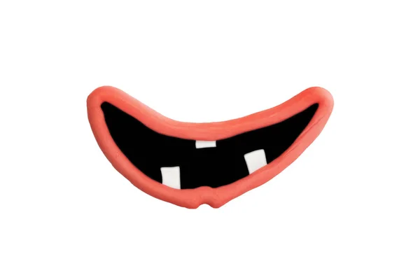 Mouth Lips Made Plasticine Isolated White Background — Stock Photo, Image