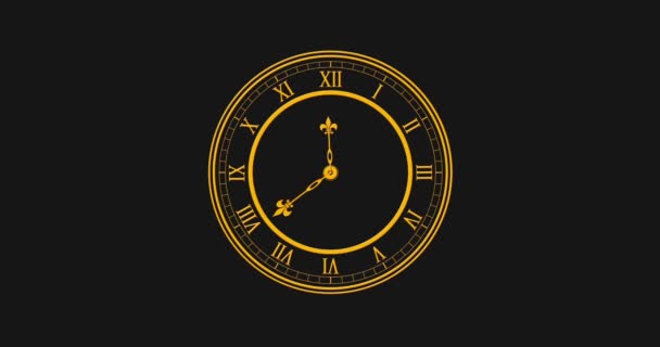 Gelukkig Nieuwjaar Gouden Sierlijke Clock Countdown Tot Middernacht — Stockvideo