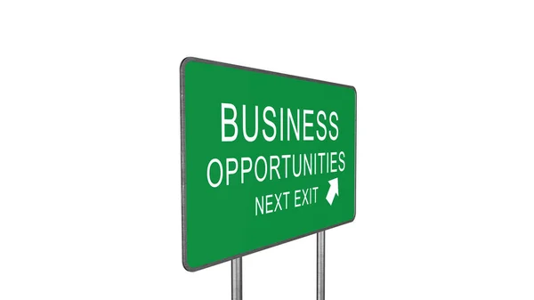 ビジネスの機会次出口グリーン道路標識と白い背景で隔離の方向の矢印 ビジネス概念 レンダリング — ストック写真