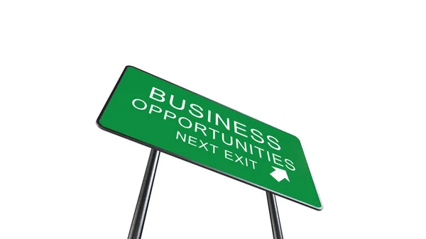 ビジネスの機会次出口グリーン道路標識と白い背景で隔離の方向の矢印 ビジネス概念 レンダリング — ストック写真