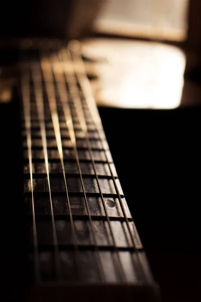 Akustisk gitarr i musik Studio Close up — Stockfoto