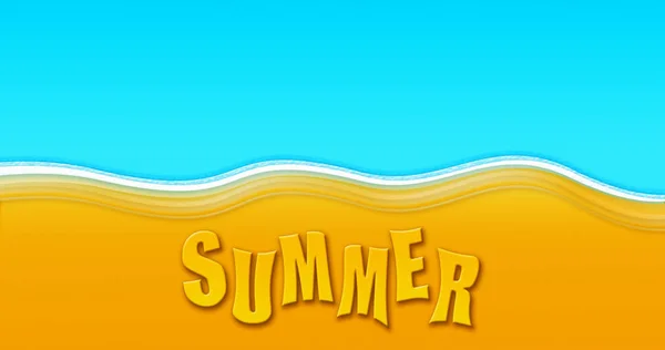 Sommarsemester på tropisk sandstrand med turkos blå vatten uppifrån Visa bakgrund illustration — Stockfoto