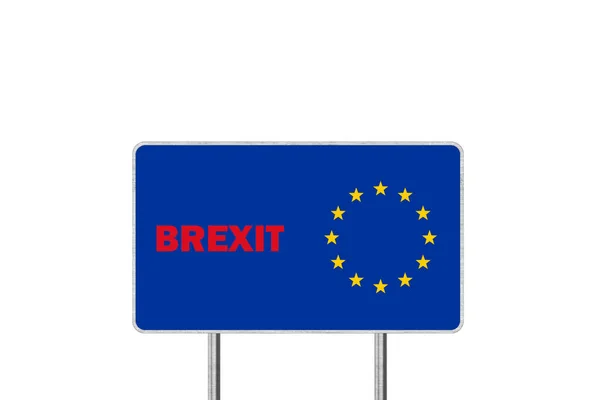 Brexit-konceptet. Vägskylt föreställande Storbritannien avgående Europeiska Uniun — Stockfoto